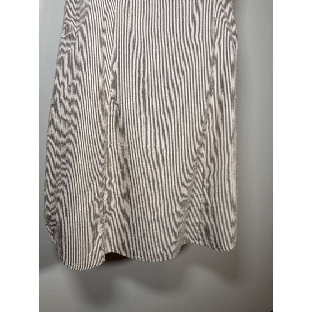 GRACE Stripped Sleeveless Shirtdress Size 6 Brown White Normcore Scandi Preppy - Picture 6 of 8